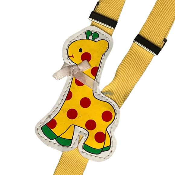 Vintage 80s Kids Giraffe Clip On StyleSuspenders Vinyl Woolworths New Original - Picture 1 of 8